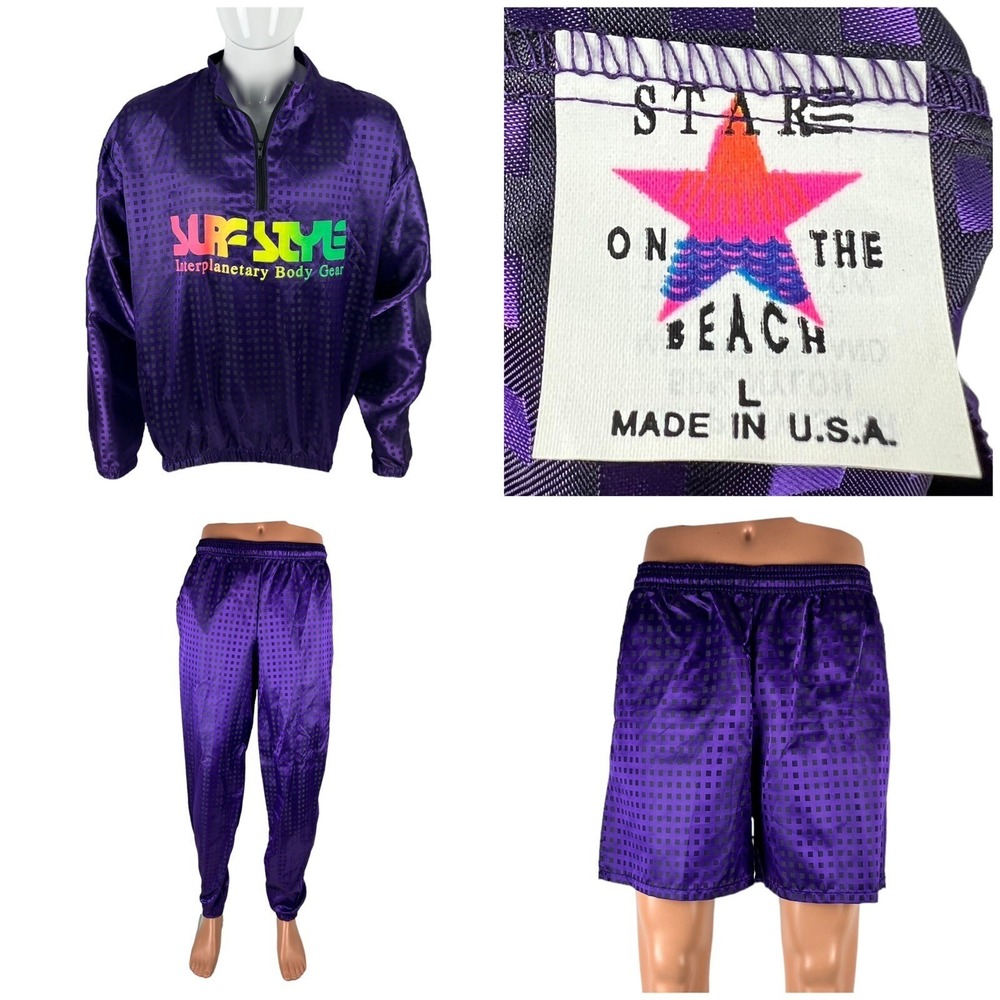 Surf Style Interplanetary Body Gear Windbreaker Set Of 3 Purple Jacket One Size